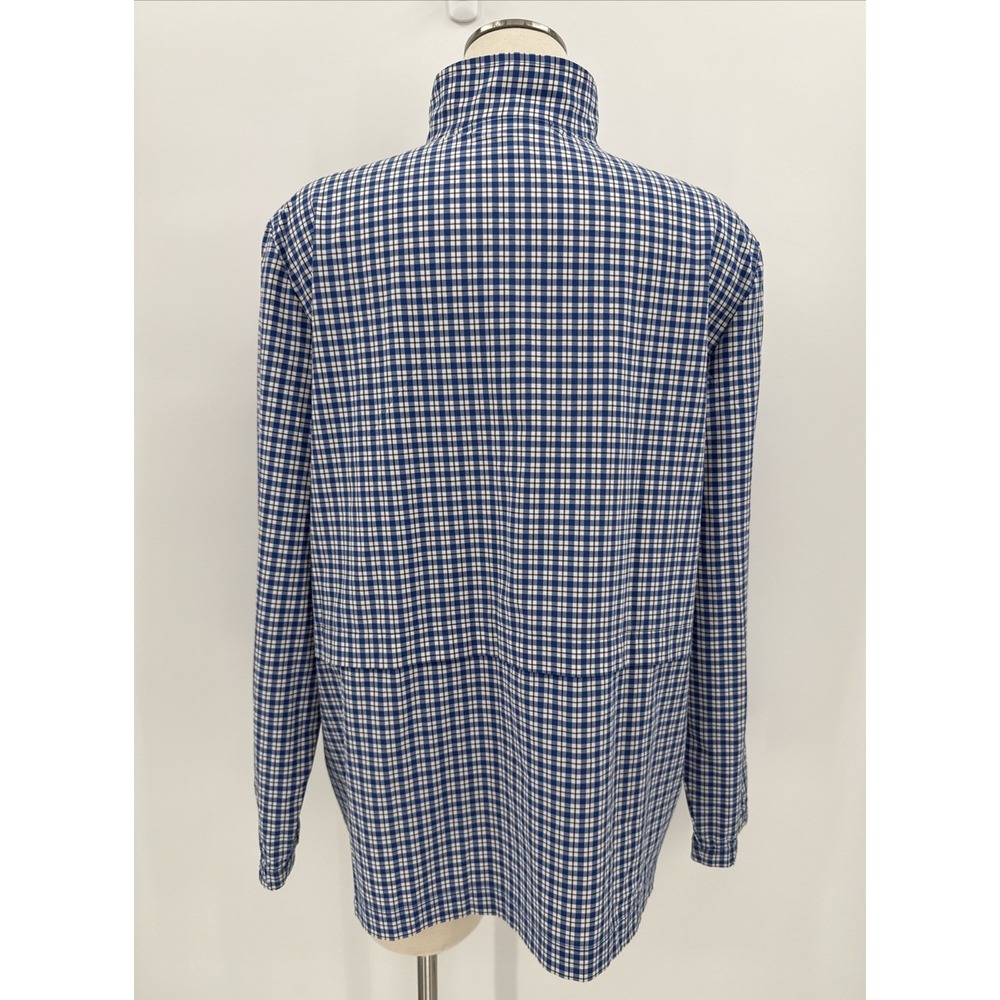 T by Talbots Womens Blue Plaid Lightweight Zip Windbreaker Size Medium Coastal - Picture 5 of 10